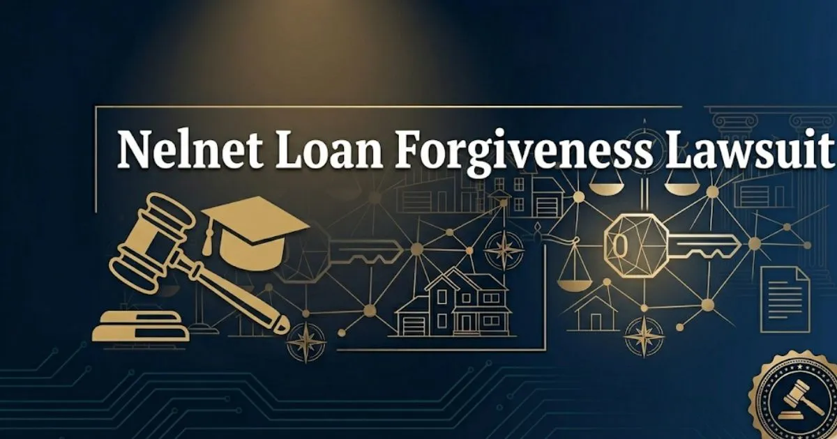 Nelnet loan forgiveness lawsuit 2026 guide with gavel and graduation cap legal banner