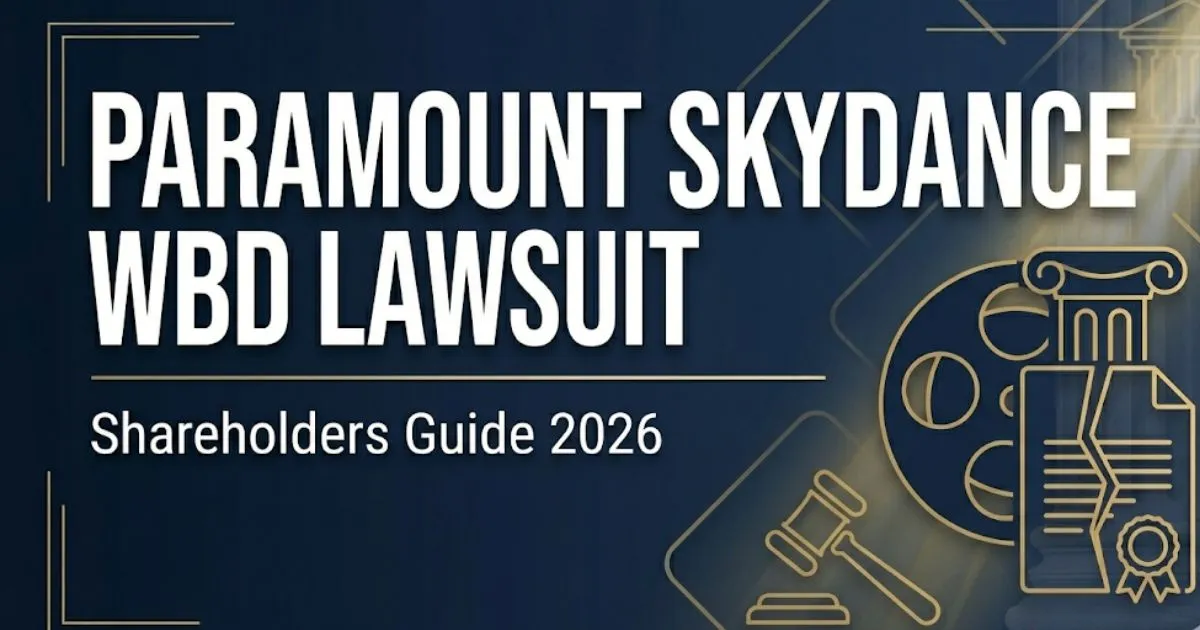 Paramount Skydance WBD lawsuit shareholder guide 2026 editorial banner with legal and film industry symbols