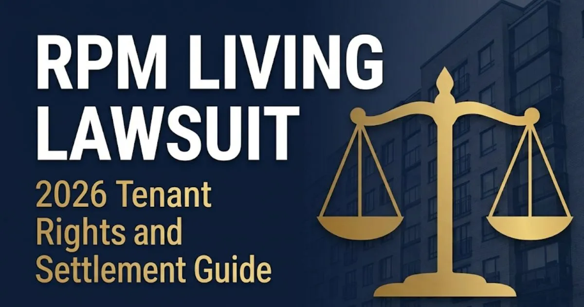 RPM Living Lawsuit 2026 banner showing tenant rights information, settlement claims, and eligibility guide for renters.