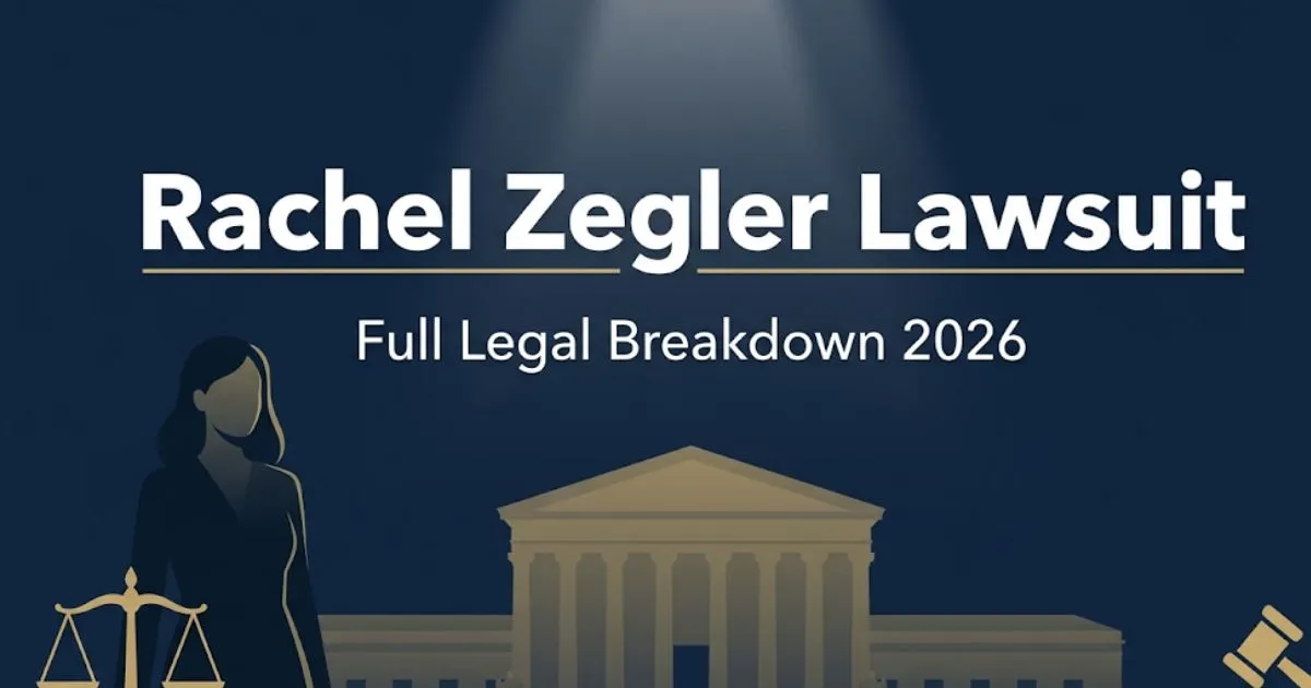 Rachel Zegler lawsuit legal breakdown 2026 editorial banner with courthouse silhouette and scales of justice
