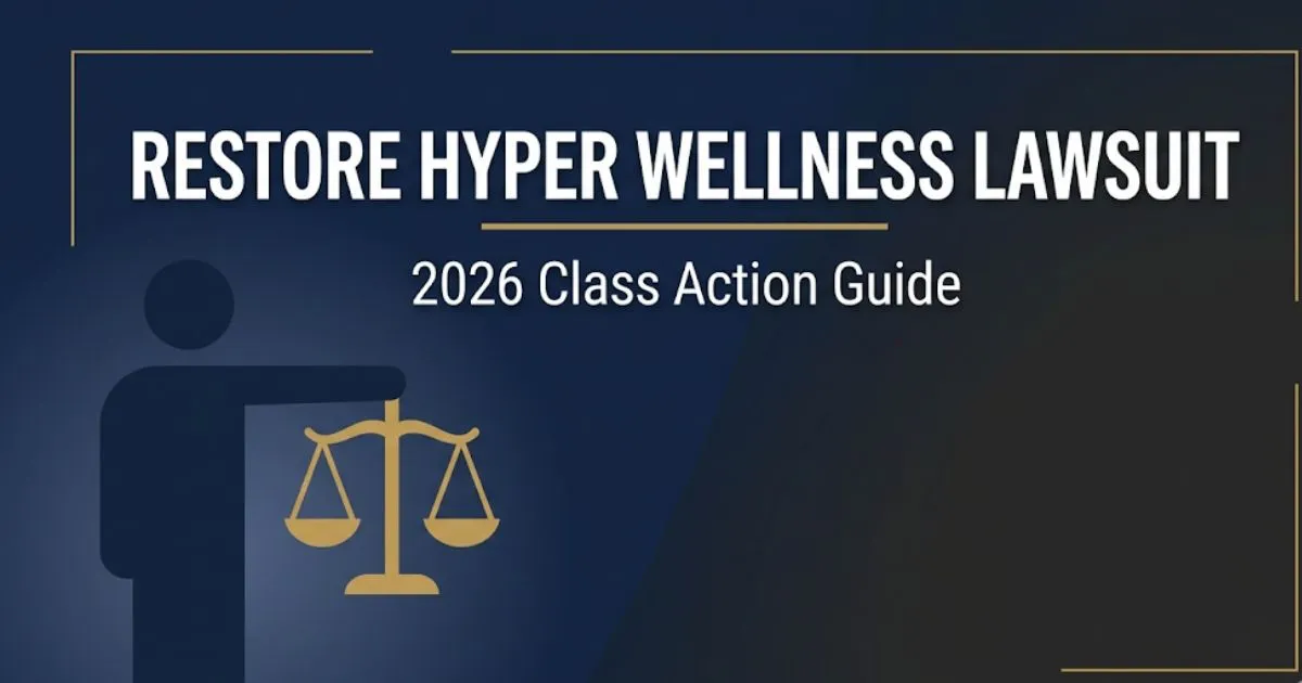 Restore Hyper Wellness Lawsuit 2026 class action guide banner with legal scale icon on navy background