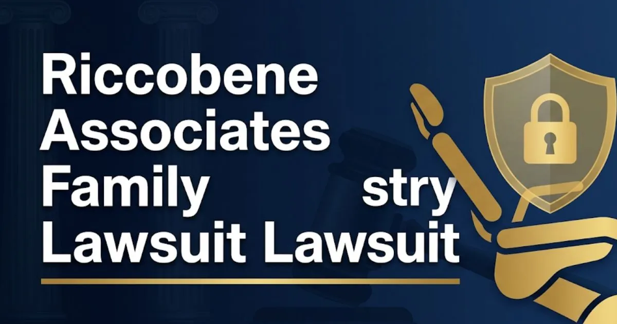 Riccobene Associates Family Dentistry Lawsuit 2026 legal banner with courthouse silhouette and dental data breach imagery