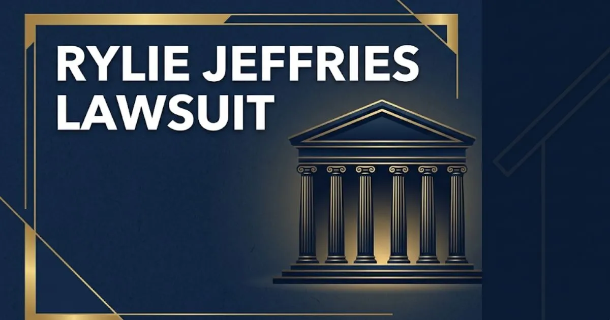 Rylie Jeffries lawsuit 2026 guide banner with courthouse silhouette and bold legal headline text