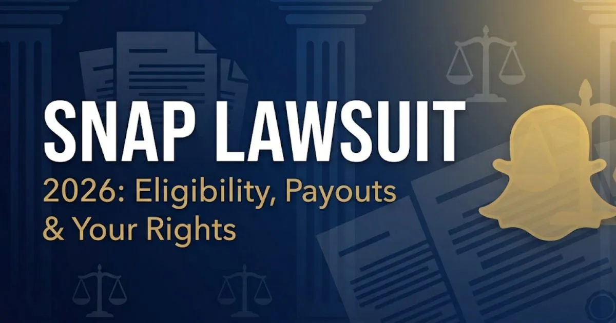 Snap lawsuit 2026 hero banner showing eligibility and payout information for Snapchat class action claims
