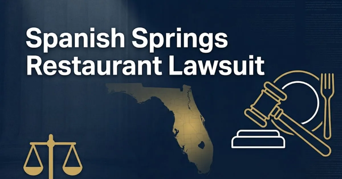 Spanish Springs Restaurant Lawsuit 2026 guide banner with gavel and dining icons on navy background