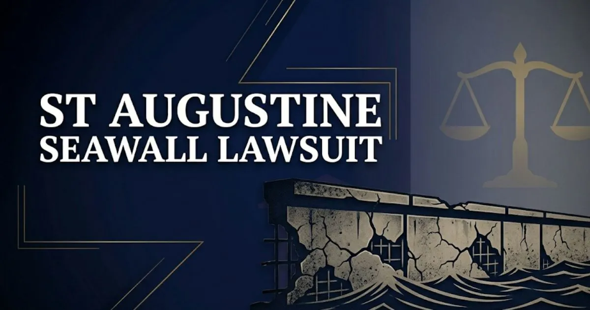 St Augustine seawall lawsuit 2026 claims guide banner showing coastal seawall silhouette and legal imagery