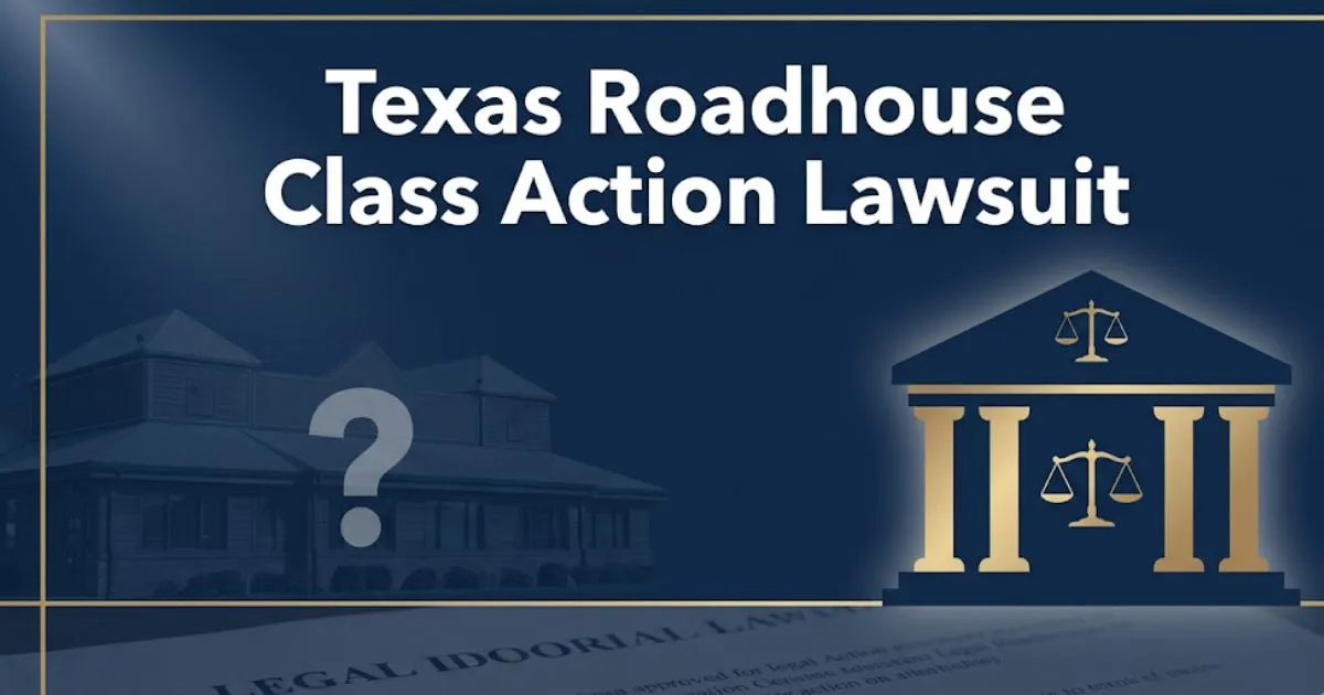 Texas Roadhouse class action lawsuit 2026 guide banner with courthouse silhouette and legal scale icons