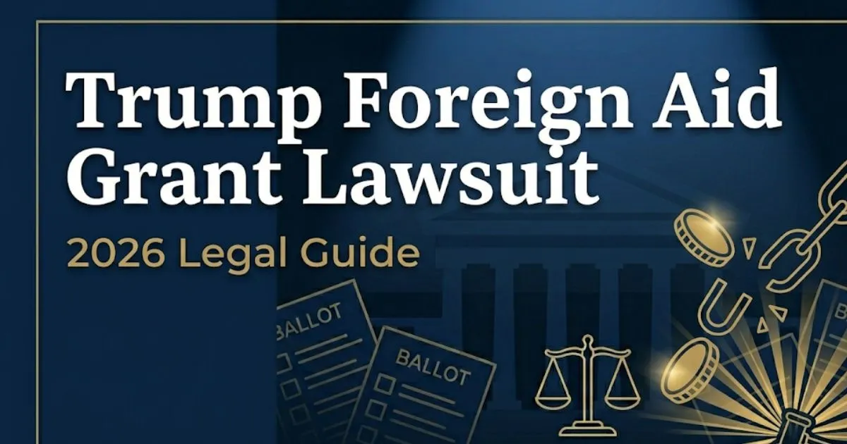 Trump foreign aid grant lawsuit 2026 legal guide banner with courthouse and frozen funds imagery INPUT MAIN KEYWORD {{trump foreign aid grant lawsuit}} CLUSTER KEYWORDS {{trump foreign aid g