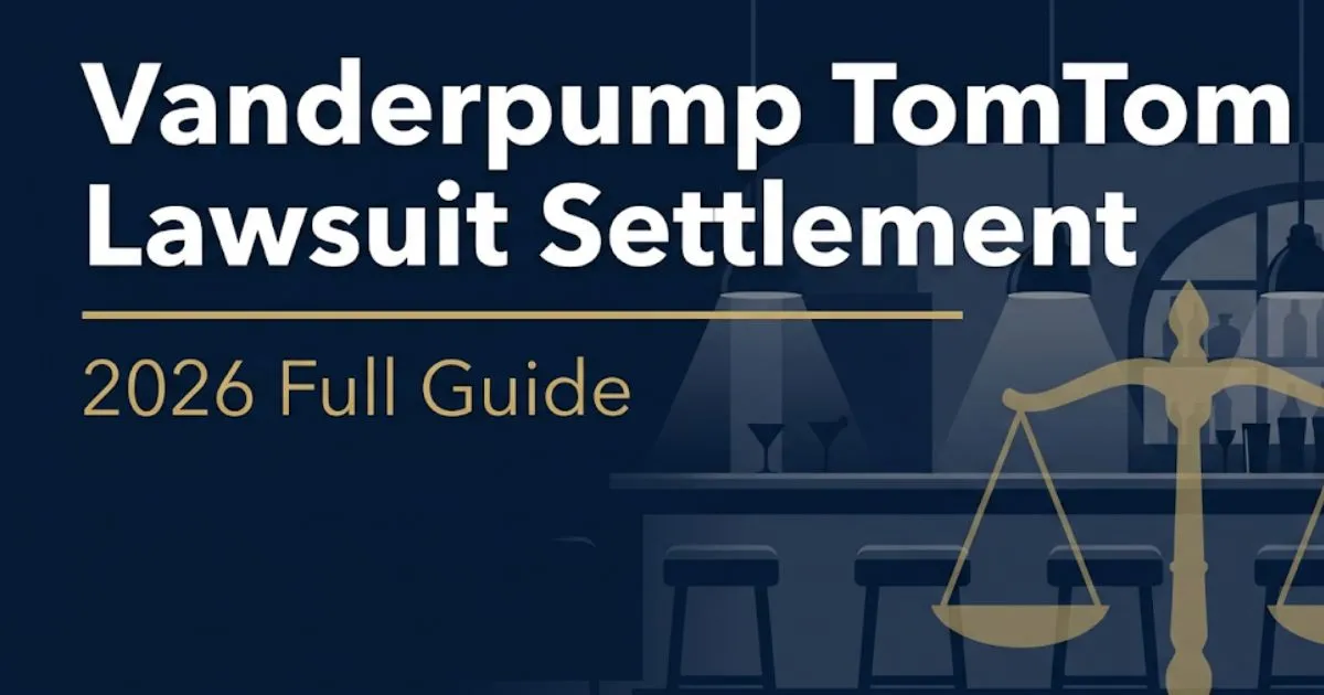 Vanderpump TomTom lawsuit settlement 2026 guide banner with legal scales and West Hollywood bar silhouette