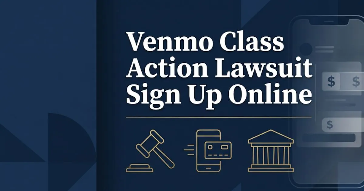 Venmo class action lawsuit sign up online 2026 guide with legal symbols and payment icons