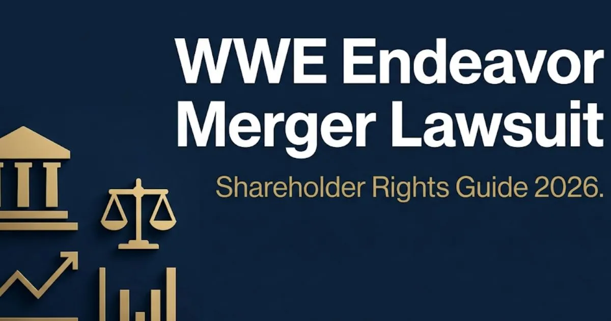 WWE Endeavor merger lawsuit shareholder rights guide 2026 banner with legal icons and courthouse silhouette