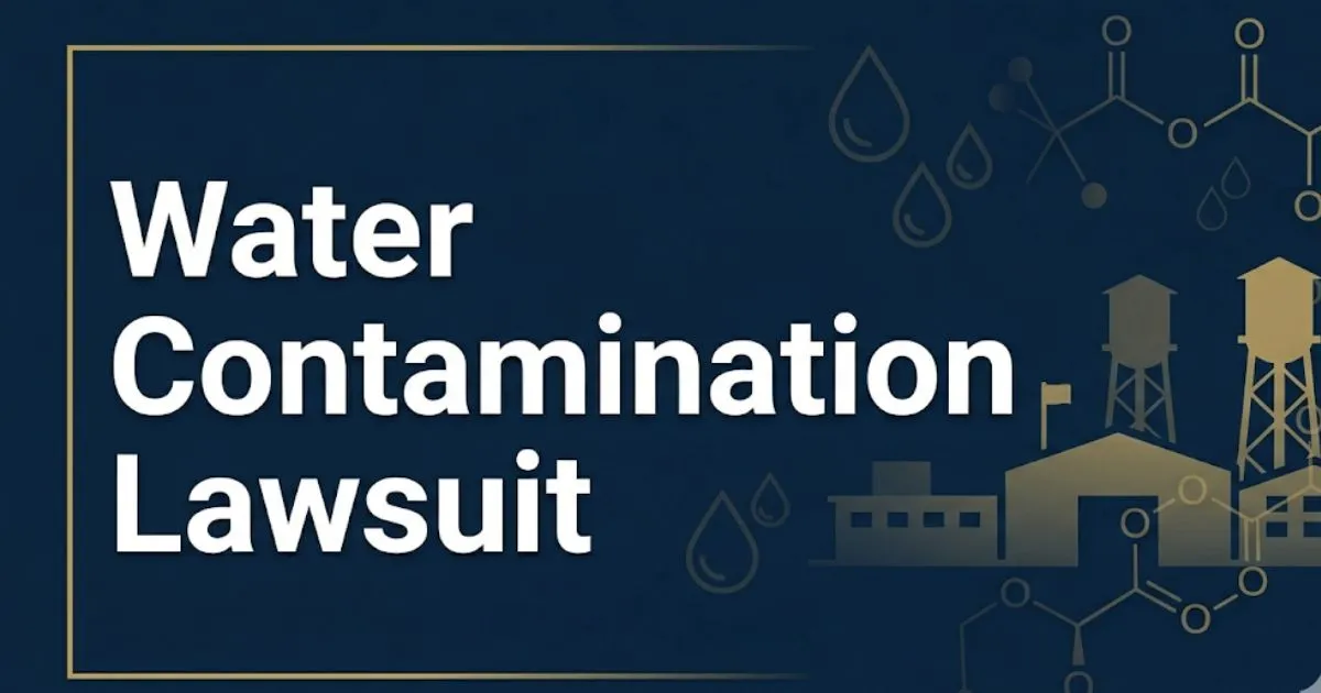 Water contamination lawsuit 2026 guide banner with military base silhouettes and legal theme INPUT MAIN KEYWORD {{water contamination lawsuit}} CLUSTER KEYWORDS {{cherry point water contamin
