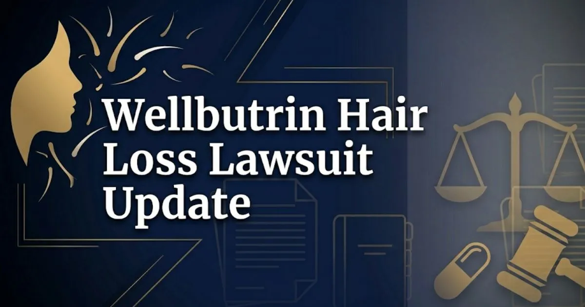 Wellbutrin hair loss lawsuit update 2026 blog banner with legal symbols and abstract silhouette design INPUT MAIN KEYWORD {{wellbutrin hair loss lawsuit update}} CLUSTER KEYWORDS {{paste clu