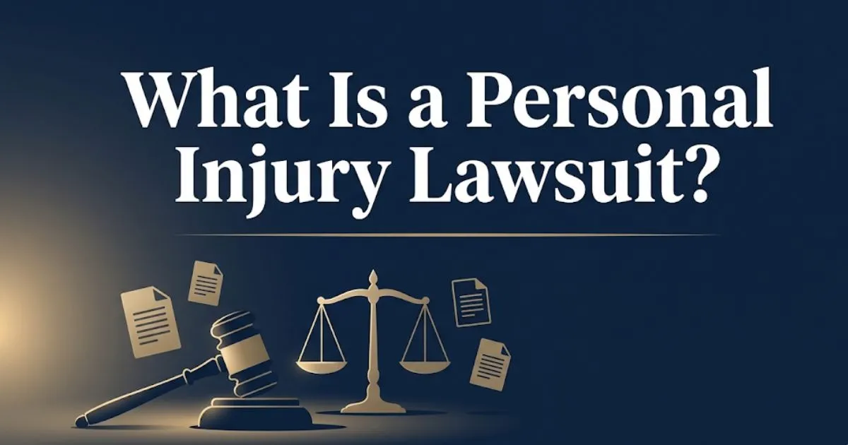 What is a personal injury lawsuit explained with legal symbols and gavel banner