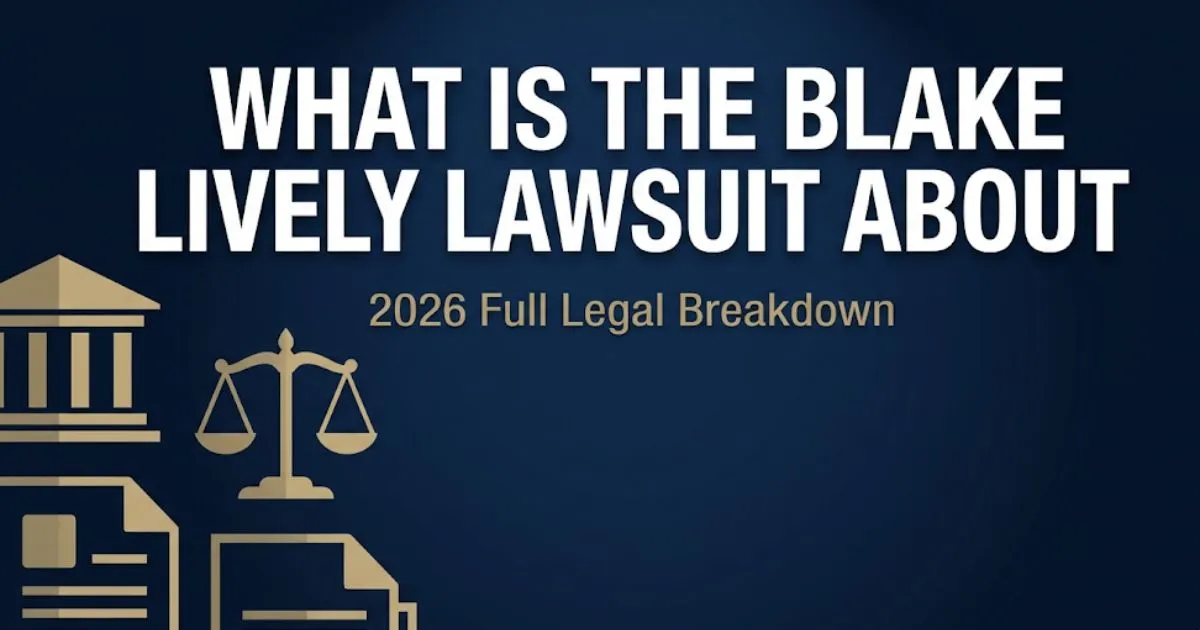 What is the Blake Lively lawsuit about, 2026 legal breakdown banner with courthouse and scales of justice icons