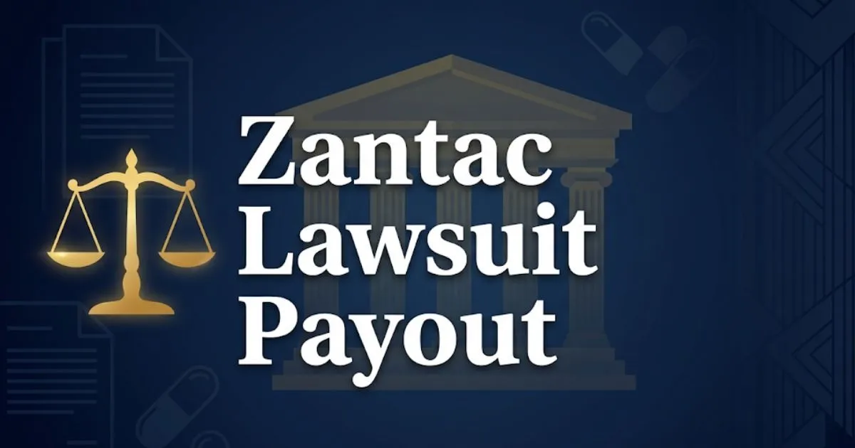 Zantac lawsuit payout 2026 guide with settlement amounts and legal updates banner