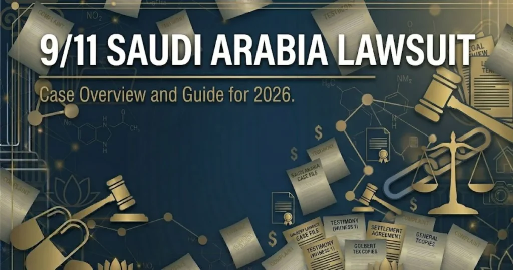 911 Saudi Arabia lawsuit 2026 legal guide banner with scales of justice and dark navy background
