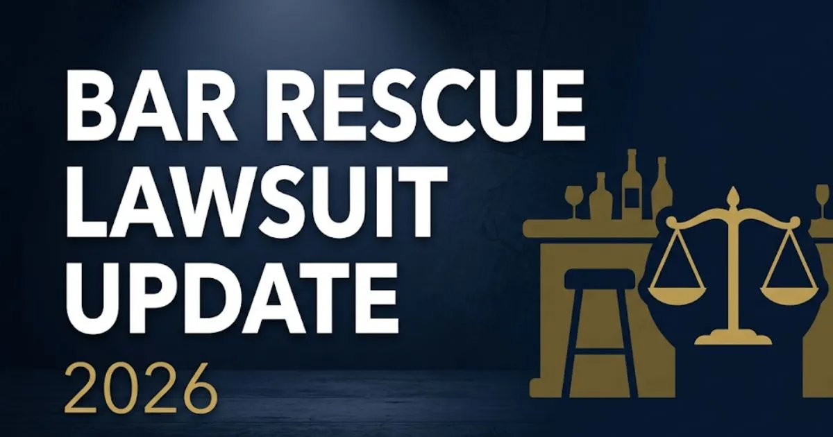 Bar rescue lawsuit update 2026 legal banner with scales of justice and bar silhouette on navy background