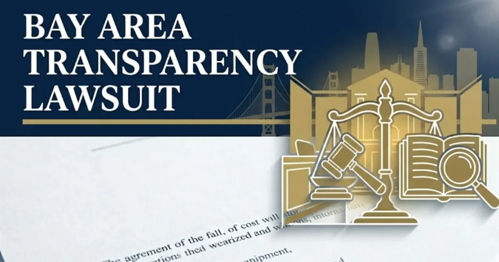 Bay area transparency lawsuit 2026 guide with legal symbols and San Francisco skyline