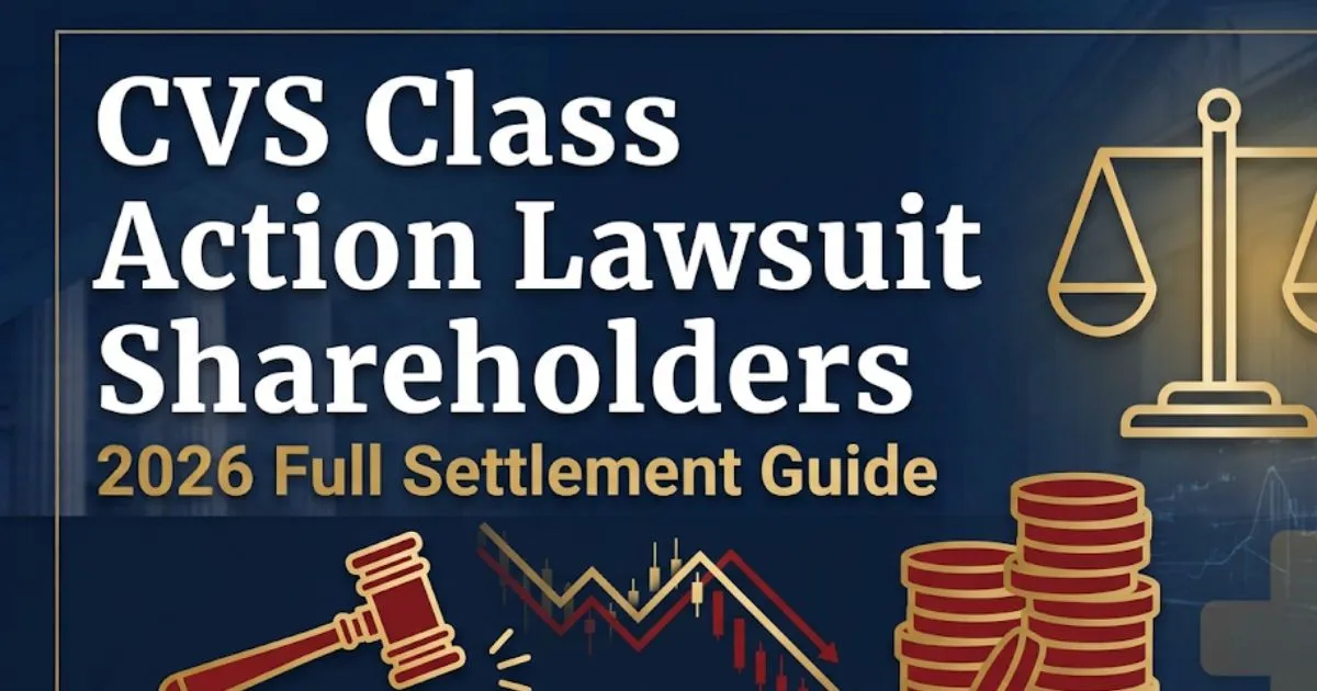 CVS class action lawsuit shareholders 2026 legal guide banner with gavel and stock chart