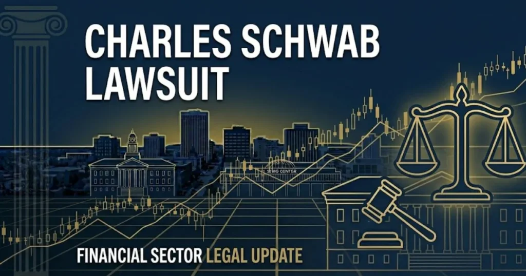 Charles Schwab lawsuit 2026 legal blog banner with courthouse and gavel imagery