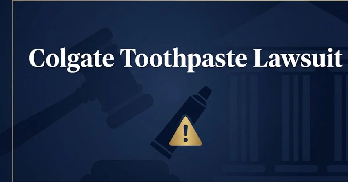 Colgate toothpaste lawsuit 2026 banner with legal symbols and toothpaste tube silhouette MAIN KEYWORD {{colgate toothpaste lawsuit}} CLUSTER KEYWORDS {{paste cluster keywords, separated by