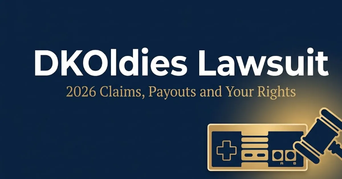DKOldies lawsuit 2026 blog banner showing legal gavel and retro game controller icons on navy background
