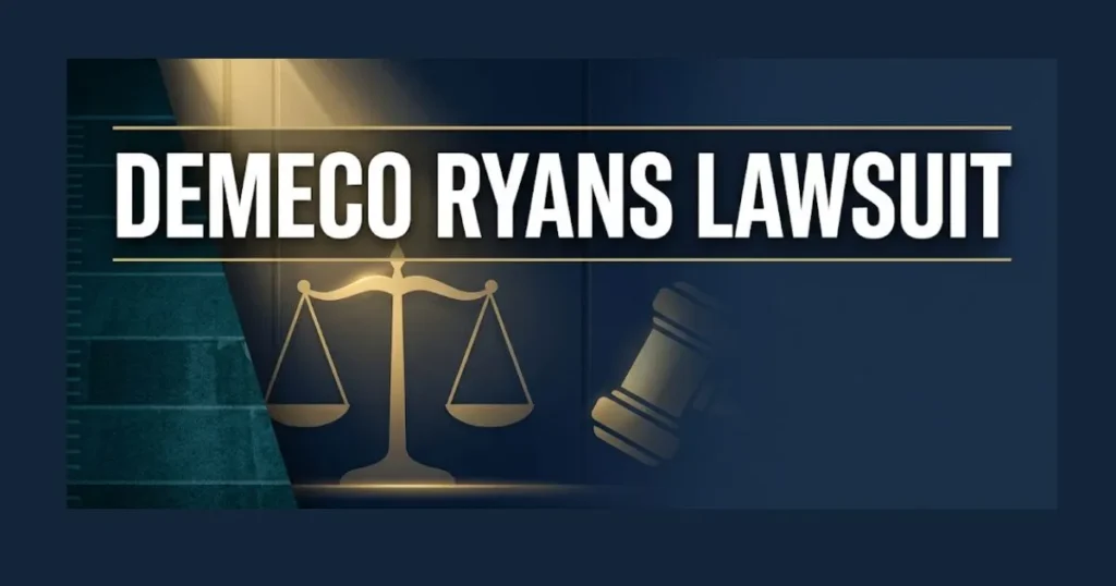DeMeco Ryans lawsuit 2026 case breakdown banner with legal scales and courtroom symbols in navy and gold