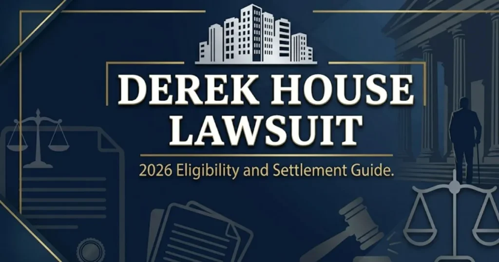 Derek House lawsuit 2026 eligibility and settlement guide banner with legal icons and courthouse silhouette
