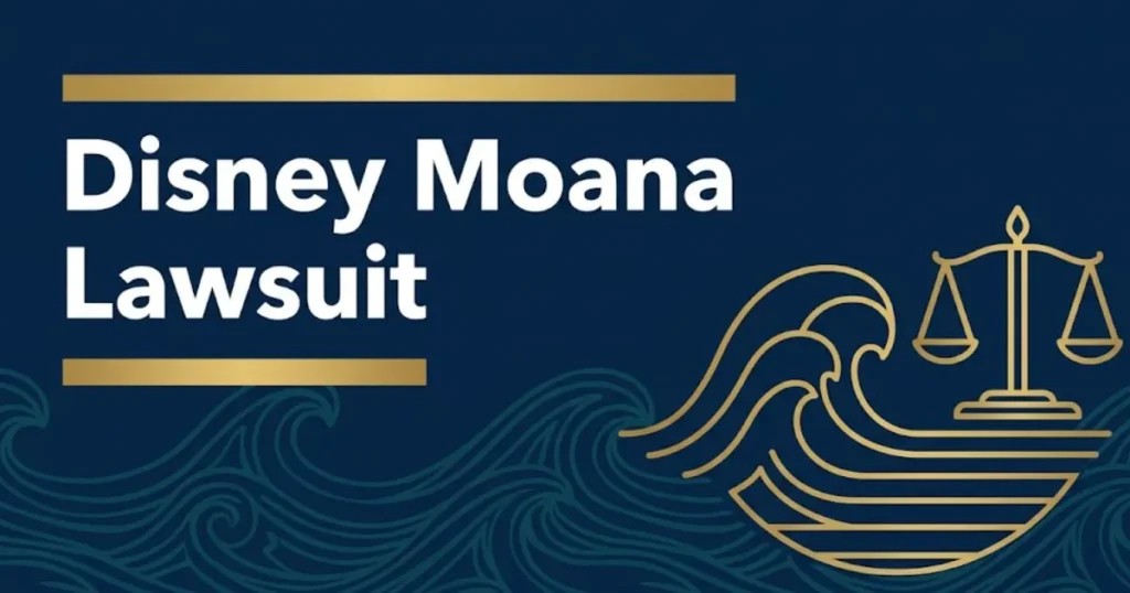 Disney Moana lawsuit 2026 legal case overview banner with scales of justice and ocean wave design