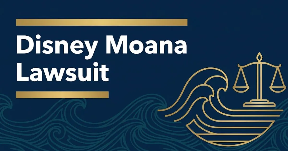 Disney Moana lawsuit 2026 legal case overview banner with scales of justice and ocean wave design