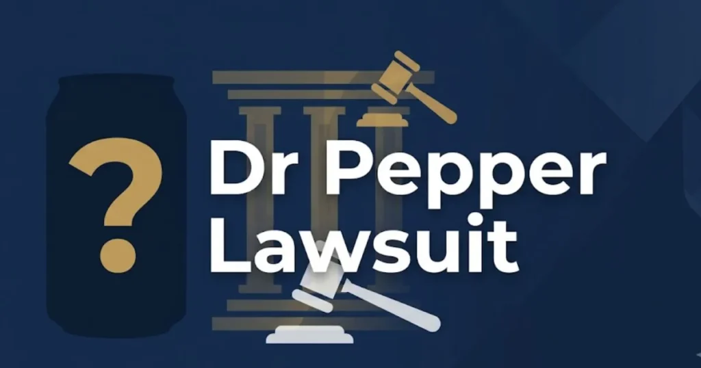 Dr Pepper lawsuit 2026 blog banner with legal symbols and soda can silhouette MAIN KEYWORD {{dr pepper lawsuit}} CLUSTER KEYWORDS {{paste cluster keywords, separated by or one per line}} MA