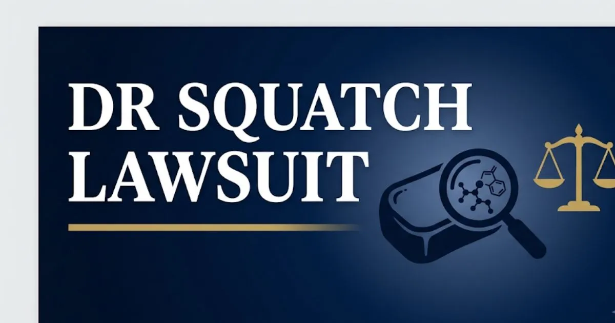 Dr Squatch lawsuit 2026 legal guide banner with soap and justice scale icons MAIN KEYWORD {{dr squatch lawsuit}} CLUSTER KEYWORDS {{paste cluster keywords, separated by or one per line}} MA