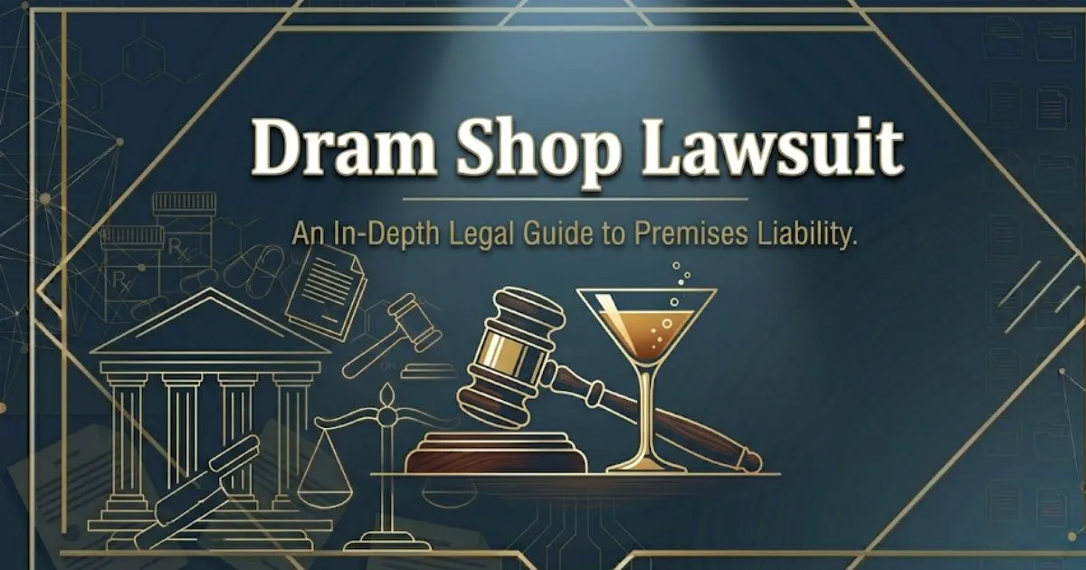 Dram shop lawsuit 2026 legal guide banner with gavel and glass imagery