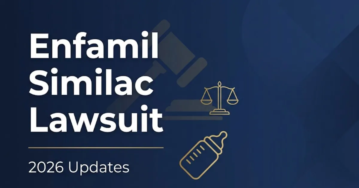 Enfamil Similac lawsuit 2026 updates banner with legal symbols and navy gold design