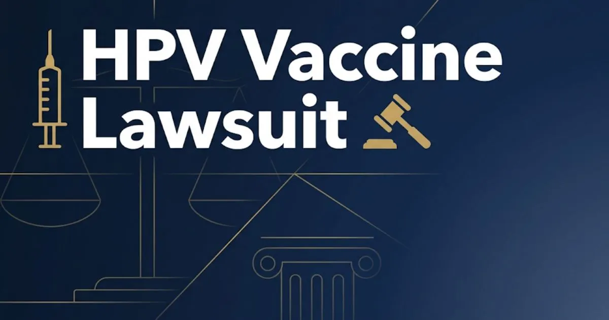 HPV vaccine lawsuit 2026 legal guide banner with gavel and syringe icons