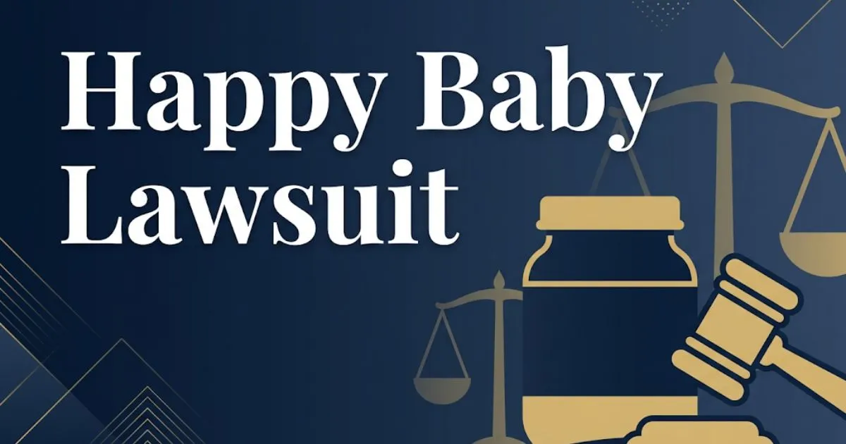 Happy baby lawsuit 2026 banner with gavel and baby food jar legal graphics