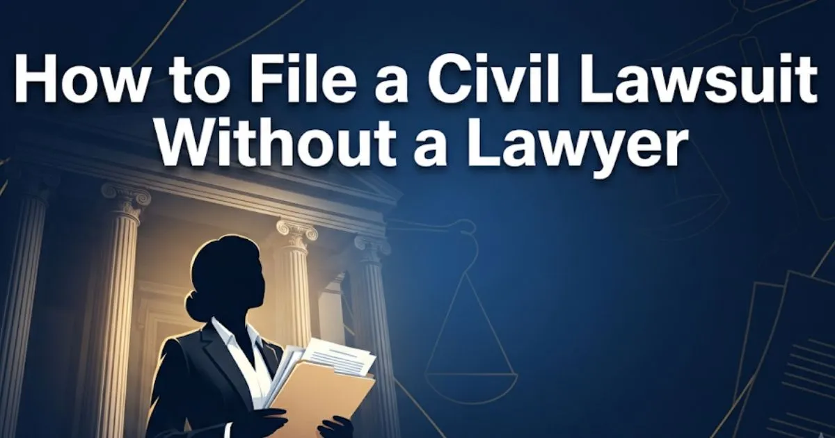 How to file a civil lawsuit without a lawyer guide with courthouse and legal document imagery
