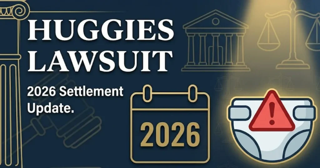 Huggies lawsuit 2026 blog banner showing diaper warning icon and bold headline text on navy background