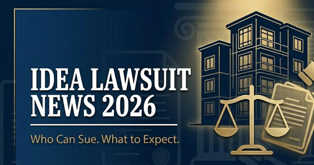Idea lawsuit news 2026 hero banner with gavel icon and legal symbols on deep navy background