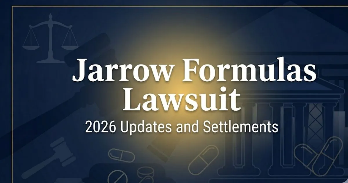 Jarrow Formulas lawsuit 2026 updates banner with legal symbols and supplement imagery