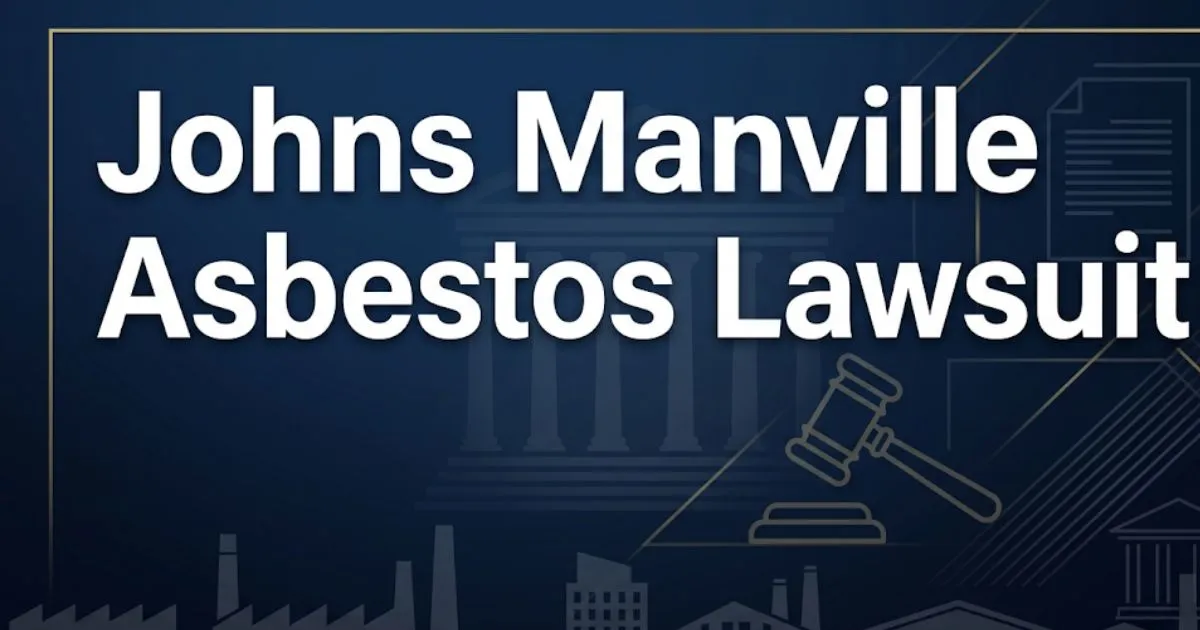Johns Manville asbestos lawsuit 2026 claims guide legal banner with courthouse imagery