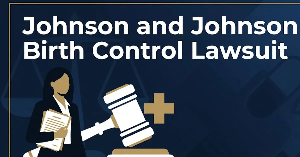 Johnson and Johnson birth control lawsuit 2026 guide with legal and medical symbols on navy background