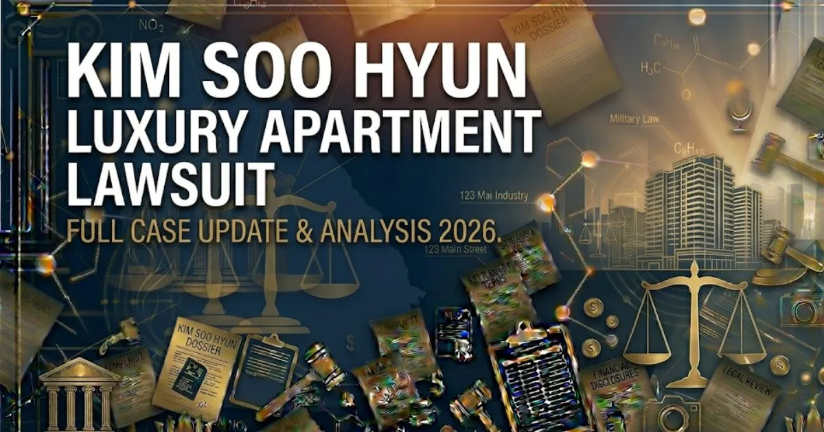 Kim Soo Hyun luxury apartment lawsuit 2026 legal case breakdown banner with scales of justice