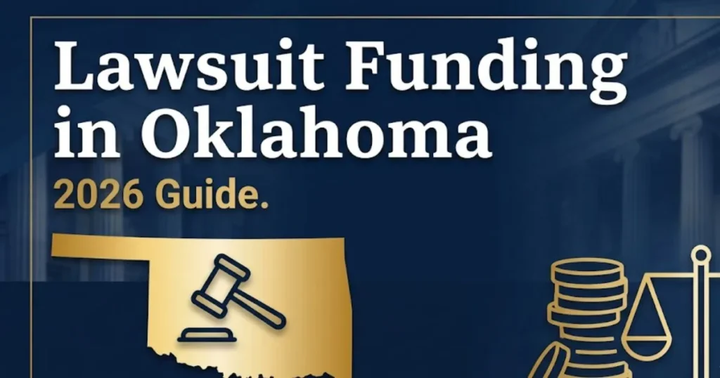 Lawsuit funding in Oklahoma 2026 guide banner with state outline and legal symbols