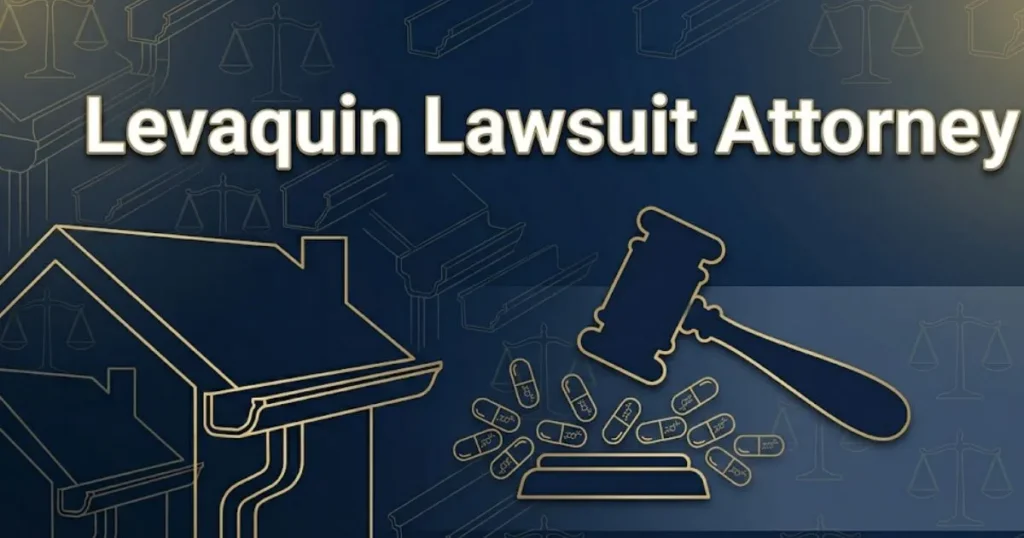 Levaquin lawsuit attorney 2026 guide banner with gavel and pill icons on navy background
