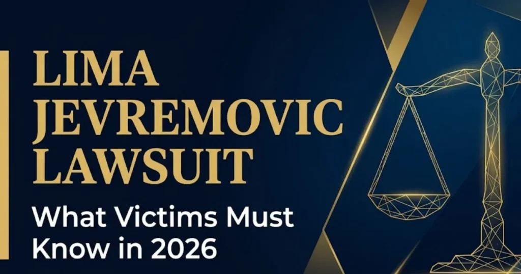 Lima Jevremovic lawsuit 2026 legal guide banner showing scales of justice and case overview headline