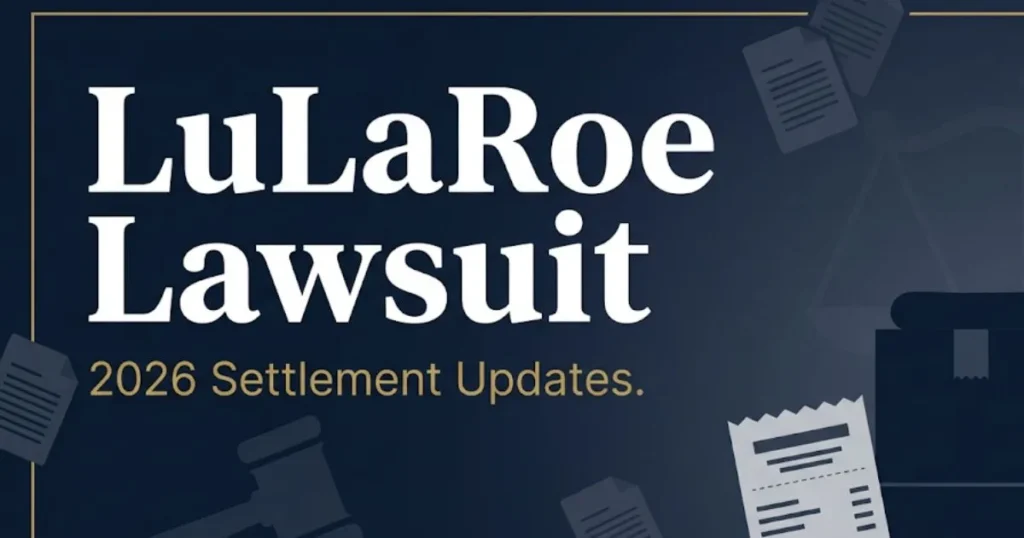 LuLaRoe lawsuit 2026 update banner with legal symbols and settlement info