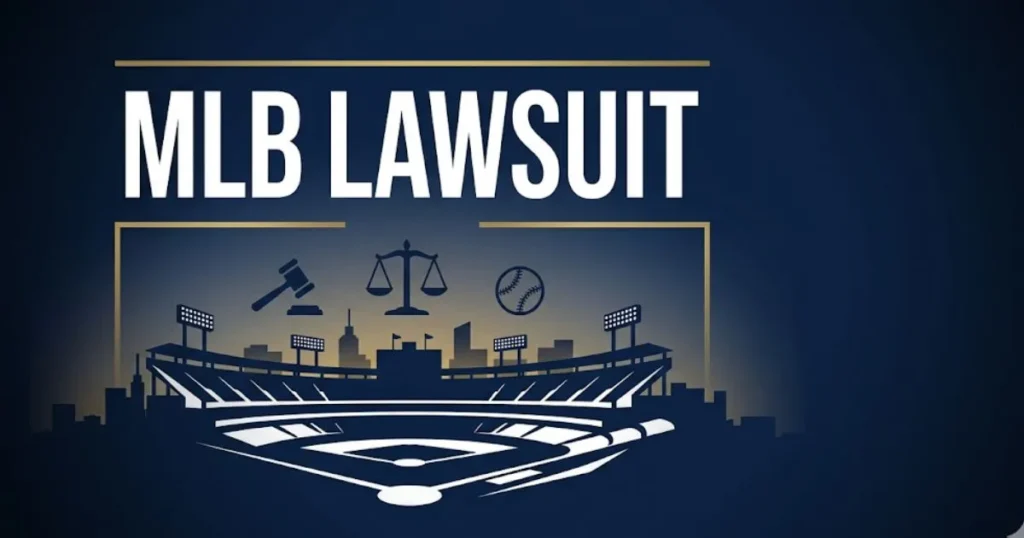 MLB lawsuit 2026 legal guide with stadium silhouette and gavel imagery