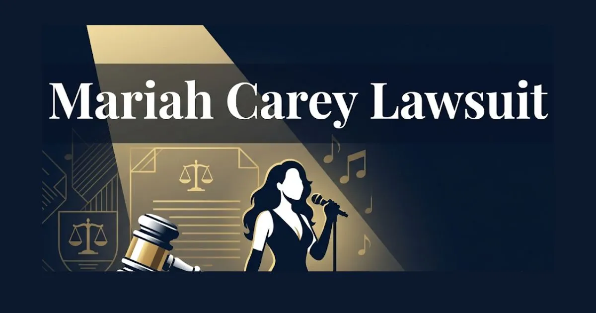 Mariah Carey lawsuit 2026 legal case tracker with gavel and music imagery